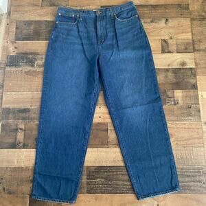 Madewell Baggy Straight Jeans Dark Worn Indigo Wash Size 33 High Rise Relaxed